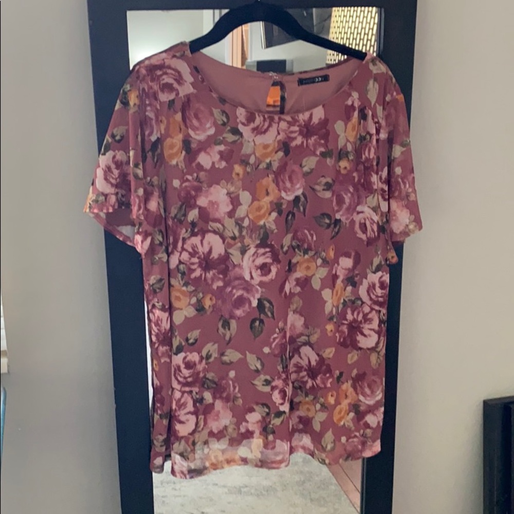 Paper moon pink floral blouse